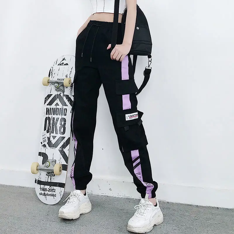 2023 new Cargo Pants Women Black Pockets Streetwear Fashion Korean Student Casual Pantalon Femme Spring Trousers Pants Girl