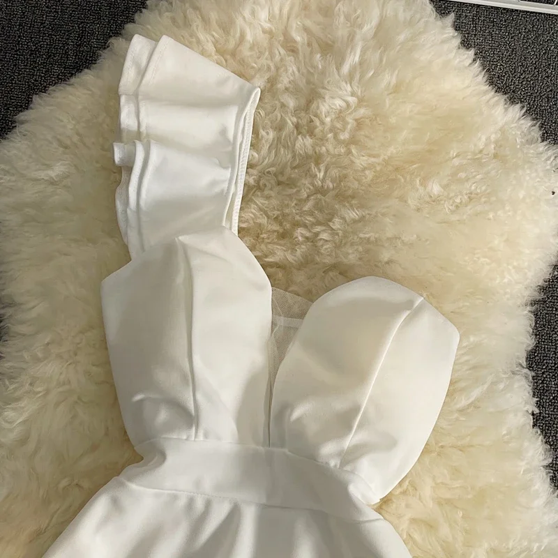 OCEANLOVE Evening Party Dresses Women Solid Spring Summer A-line Vestidos Mujer Korean Fashion Single Shoulder Mini Dress