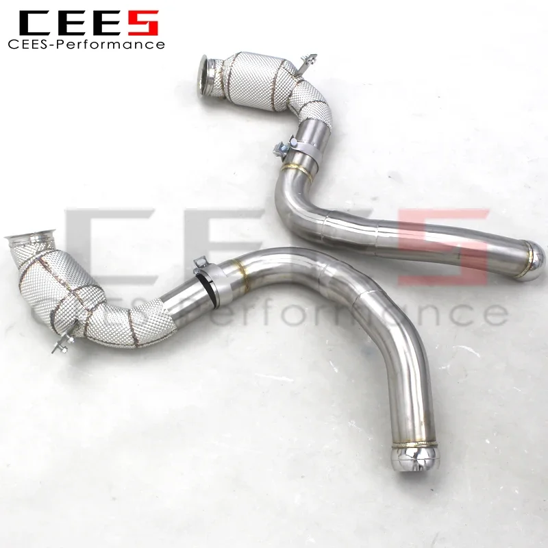 CEES Factory Exhaust Downpipe100 200 300 cell For Mercedes-Benz E63/E63S AMG W213 4.0TT 2016-2023 Stainless Steel Exhaust Pipet