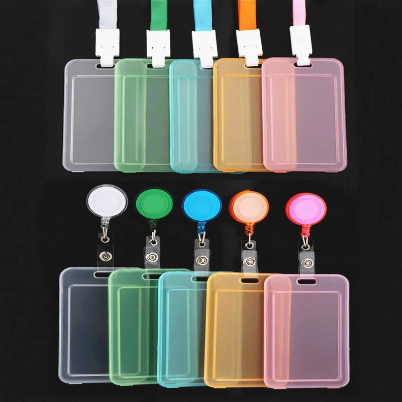 1PCS Transparent Card Cover Women Men Student Bus Card Retractable Pull Badge Holder Business Credit Cards Bank ID Card Clip