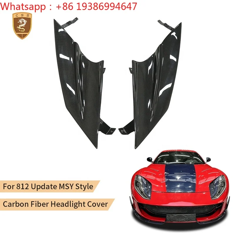 For Dry Carbon MSY Style Head Lamp Decor Molding Headlight Trim Cover for Ferrari 812