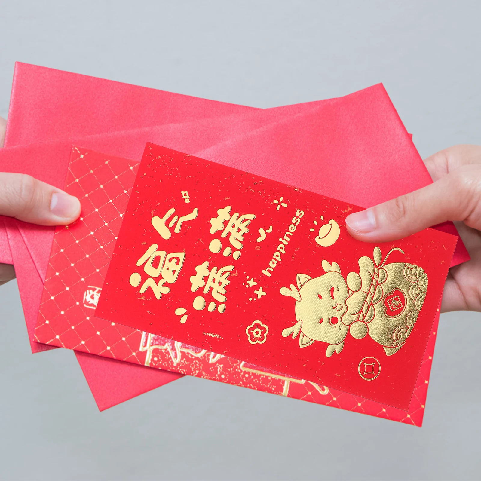 

18pcs Chinese Lunar New Year Red Envelopes Traditional Creative Lucky Money Holders Decorative Festival Cash Storage Letter