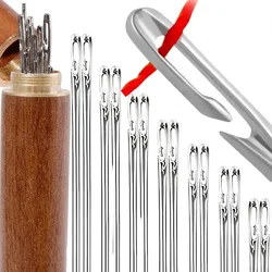 12Pcs Side Hole Blind Sewing Needles Stainless Steel Elderly Needles Hand Sewing Stitching Pin Diy Home Self Threading Needle