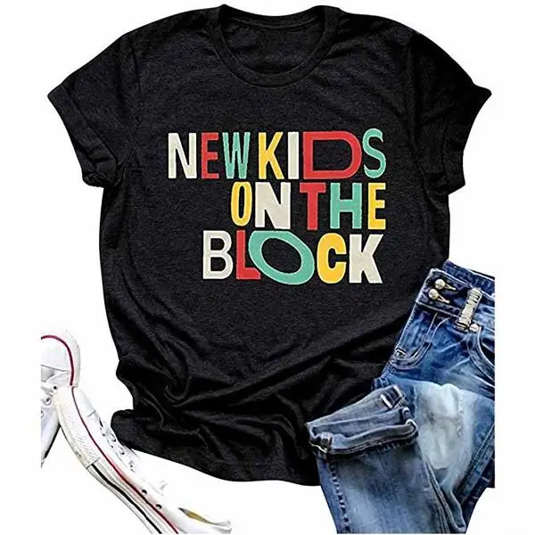 New Kids on The Block T Shirts for Women NKOTB Colorful Vintage Retro Design Tees Funny Letter Print Tshirts