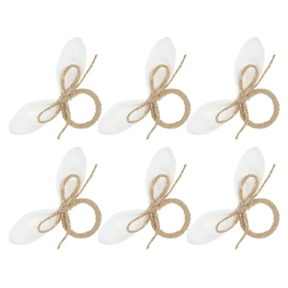 

6pcs Ring Bunny Ears Holder Easter Centerpiece Easter Centerpiece Napkin Rings Dining Table Decor Rustic Farmhouse Spring