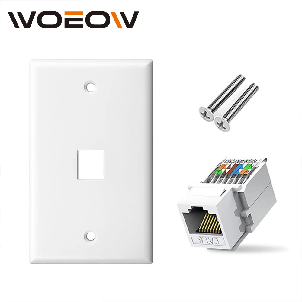 WoeoW Tooless Cat6 Ethernet Wall Plate ,RJ45 Wall Plate,RJ45 Keystone Jack Connector Cover Plate for CAT6/5E Cable