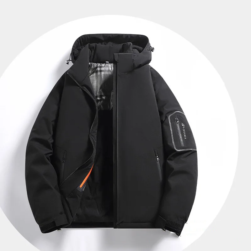 رجل البضائع معطف الخريف الشتاء Vintage رشاقته يندبروف الذكور ملابس خارجية سحاب أكمام طويلة انفصال مقنعين الرجال أسفل سترة