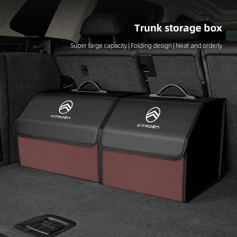 Car Trunk Storage Bag Leather Camping Box Collapsible For Citroen C4 C3 C5 C1 C2 Berlingo Celysee Cactus Picasso Aircross Saxo