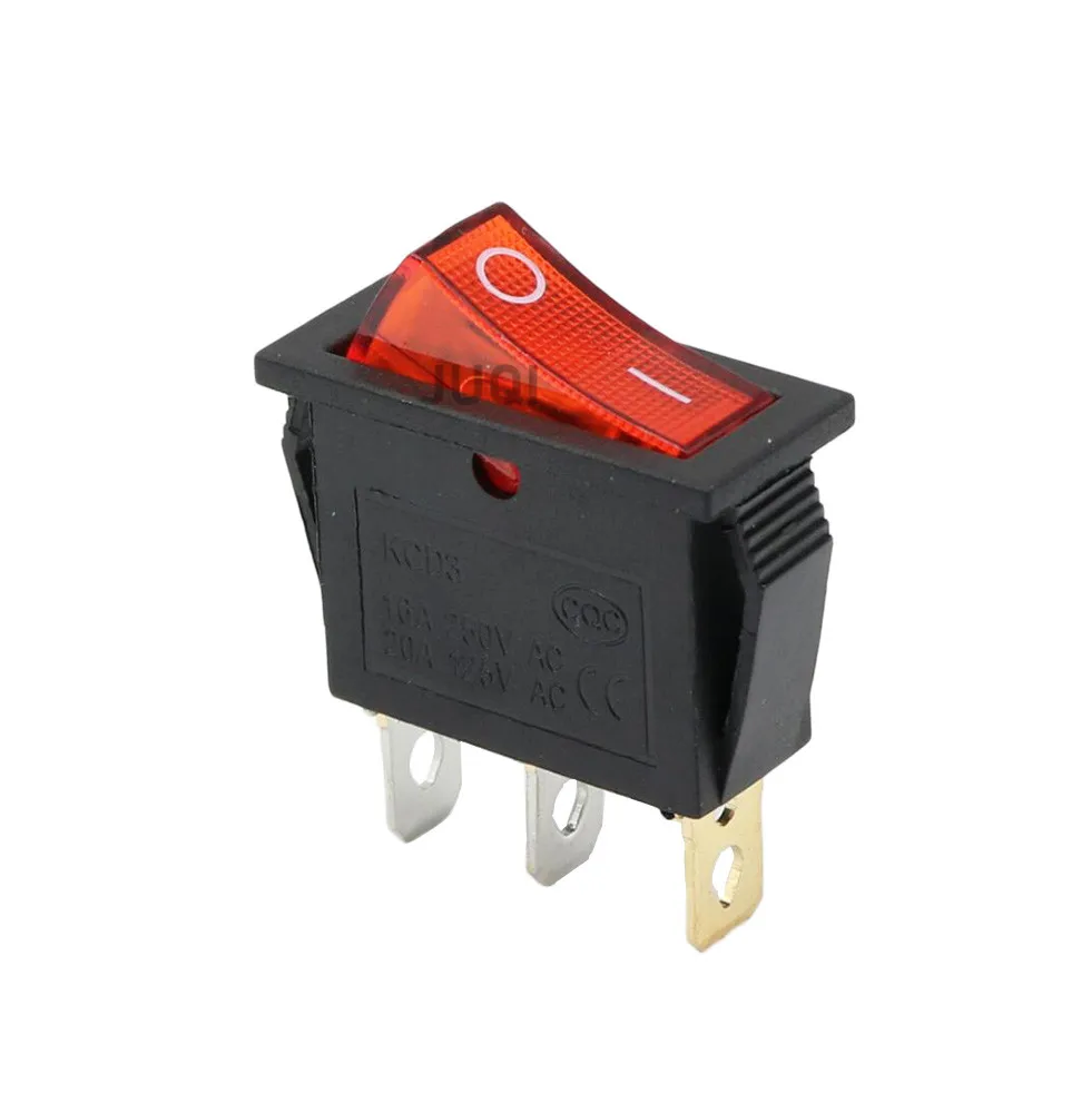 1PCS KCD3 Rocker Switch ON-OFF 2/3 Position 16A 250V / 20A 125V AC  Electrical equipment 2/3Pin With Light Power Switch