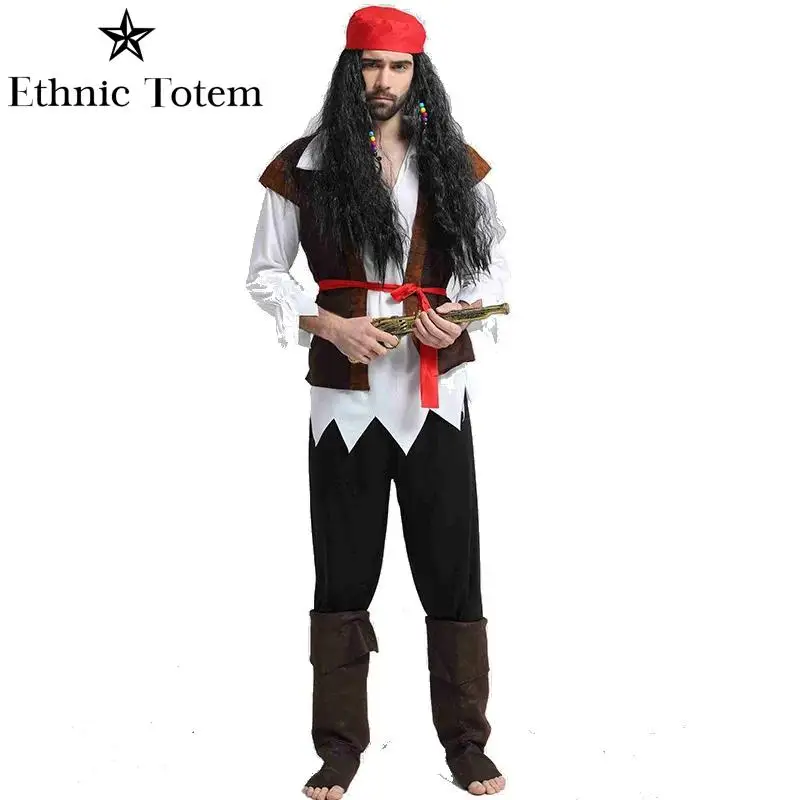 Retro Pirate Costumes for Women Men Halloween Carnival Captain Cosplay Costumes Adult Renaissance Pirate Couple Outfits