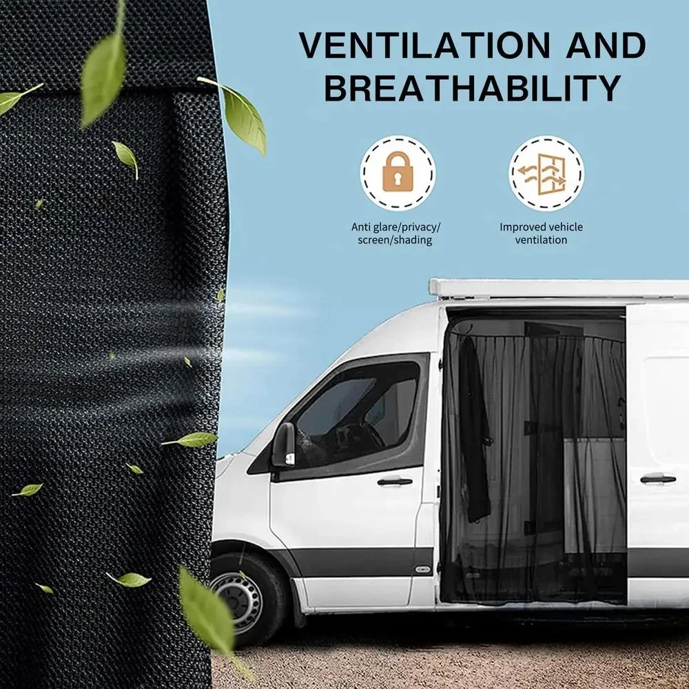 RV Screens & Curtains Fly Repeller Mesh Breathable RV Screen Door Curtains Easy Install Camping Cover Car Sunshade Mesh