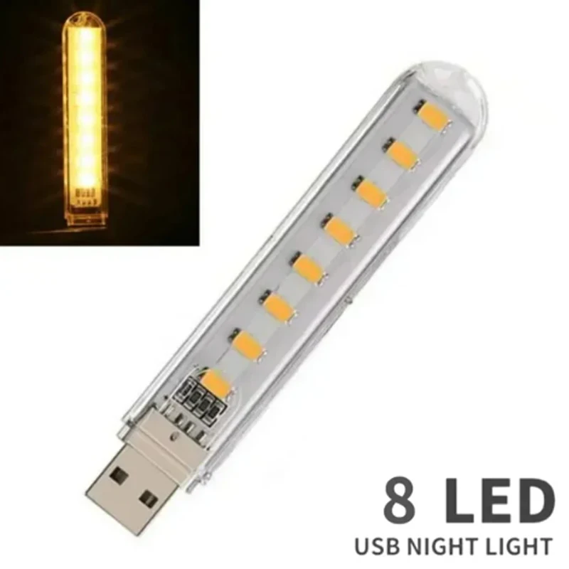 Mini portátil LED USB Book Light, lâmpada de leitura ultra brilhante, 3, 8, 24LEDs, luzes para PC, banco de potência, laptop, notebook, DC 5V, 2pcs