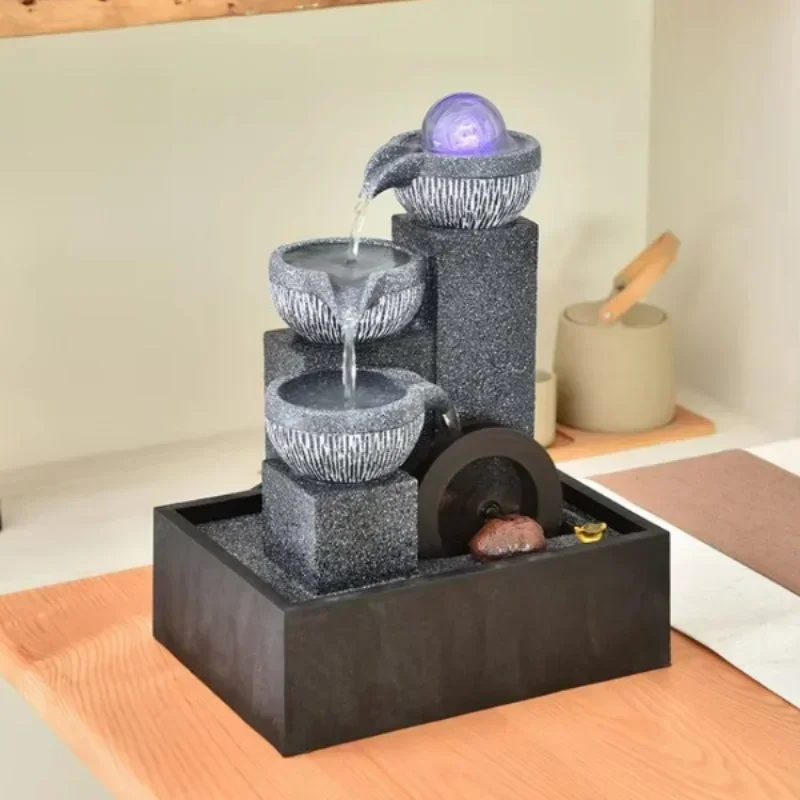 Small water wheel rotary fountain humidifier Living room home tabletop set circulating water decoration
