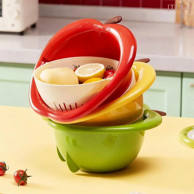 [E] Cute Fruit-shaped Drain Basket, Fruit Washing Basin, Drain Basket, Thickened Vegetable Drain Basket For Kitchen