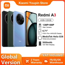 Globale Version Xiaomi Redmi A3 Smartphone Media tek Helio G36 HD-Bildschirm 6,71 Zoll Dual-Kamera 5000mAh Akku 10W Schnell ladung