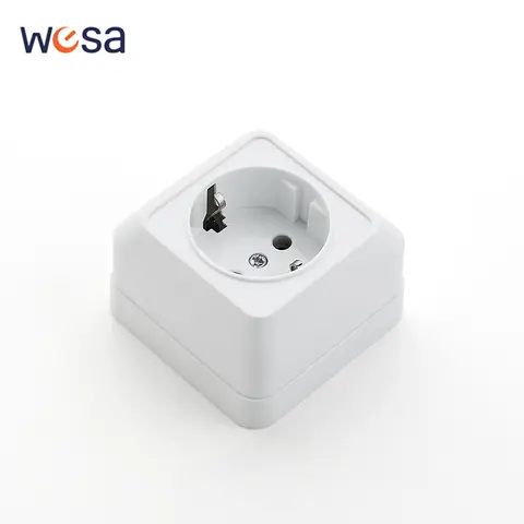 White Power Sockets EU Standard Wall Mounted Plugs Socket With Ground Flame Retardant Paint Plastic Classic Electrical Outlets