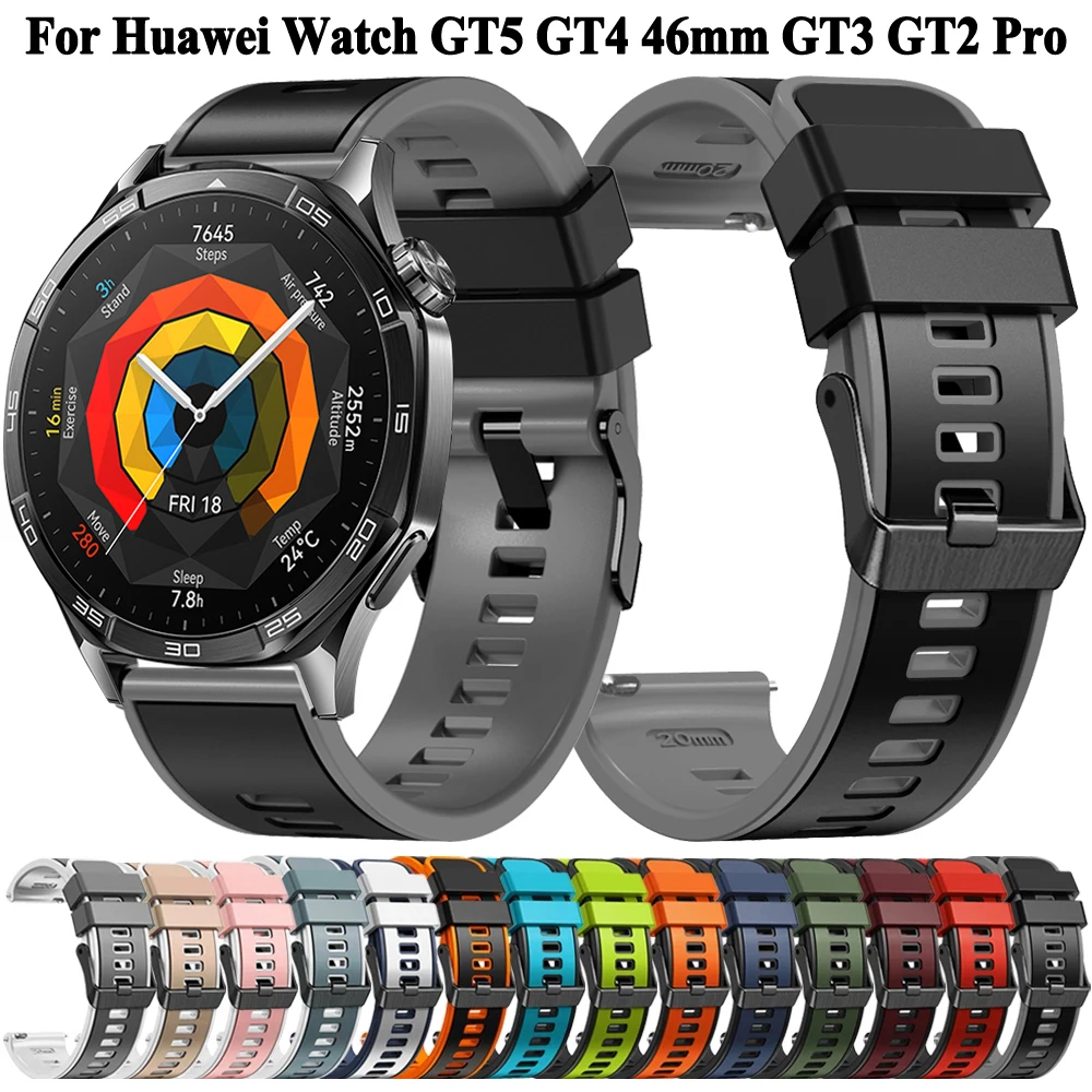 

22mm Silicone Band For Huawei Watch GT5 GT4 GT3 46mm Sport Strap Watchband For Huawei Watch 4 GT5 GT3 GT2 Pro Wristband Bracelet