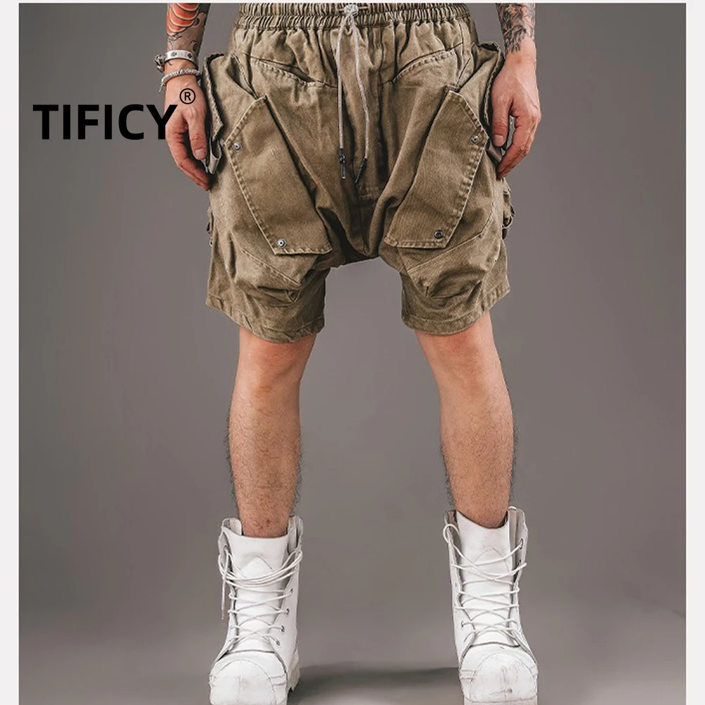 Ropa de trabajo informal funcional para hombre, pantalones cortos con bolsillos tridimensionales, ropa de abrigo holgada de cintura media para verano