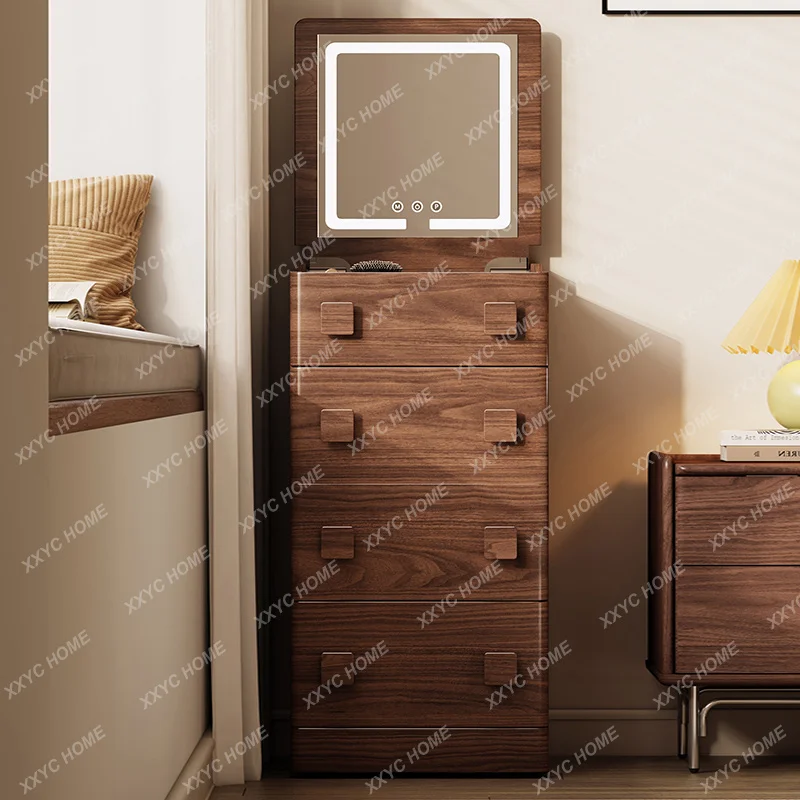 

HWalnut Dresser Bedroom Bedside Table Storage Integrated Small Makeup Table
