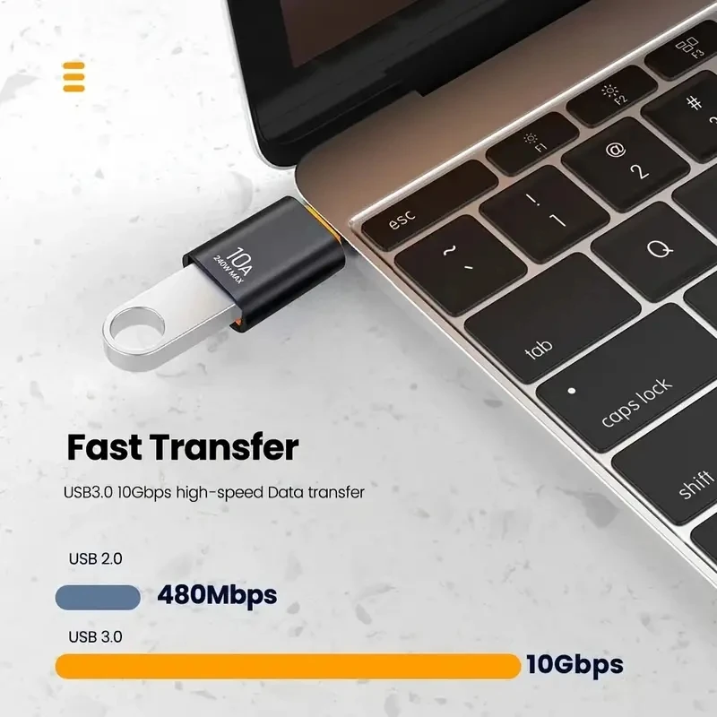 노트북용 OTG C 타입 암-USB A 수 USB 3.0-C 타입 변환기, 고속 충전 데이터 어댑터, 샤오미 삼성 원플러스, 10A