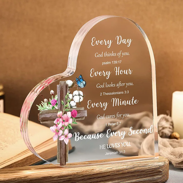 

Acrylic Transparent Heart-shaped Ornament Scripture Blessing Gift Decoration Desk Study Table Boyfriend and Girlfriend Souvenir