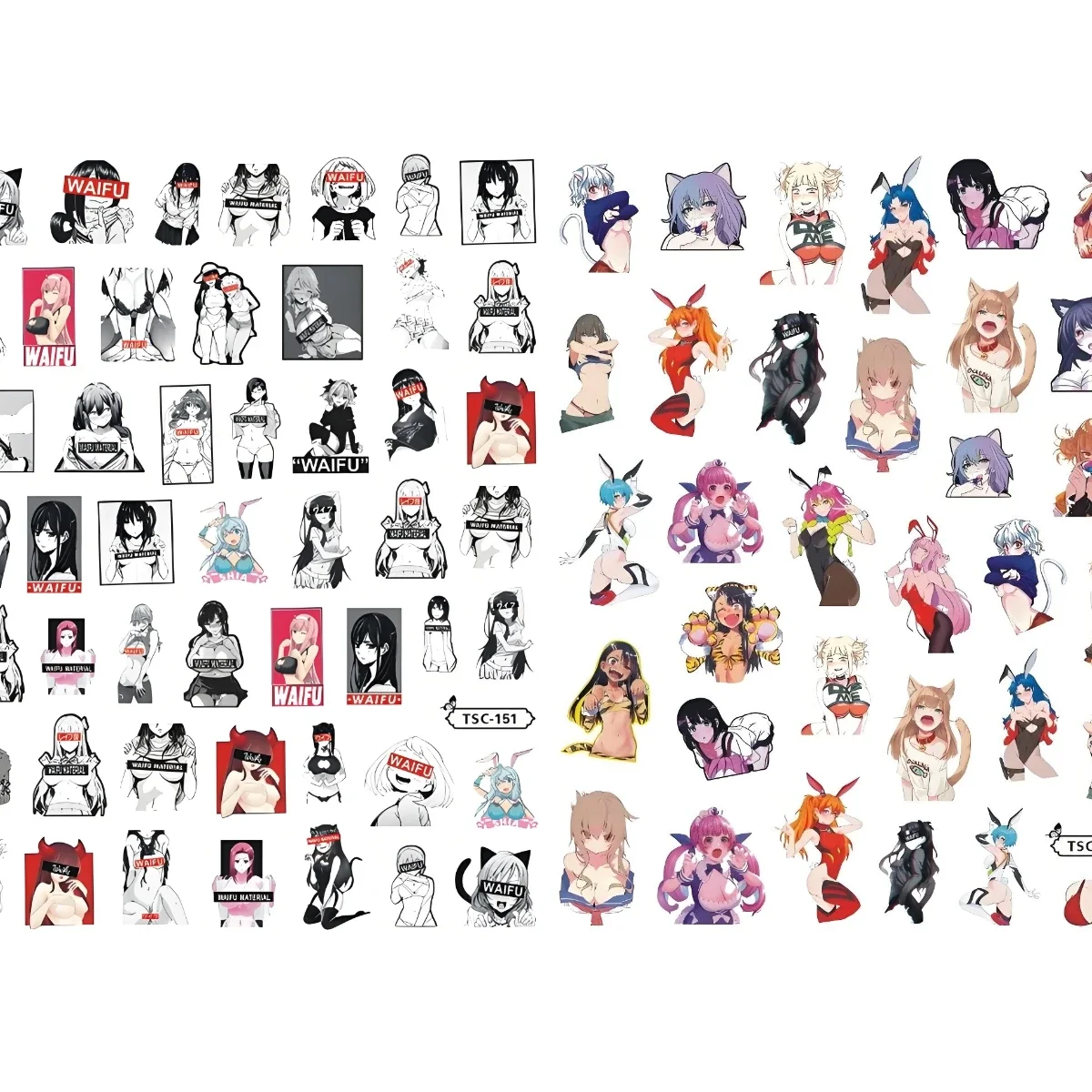 TSC-180 Sexy bunny gir, anime para adultos, estilo discoteca, pegatina 3D para decoración de uñas, pegatina para uñas DIY a la moda