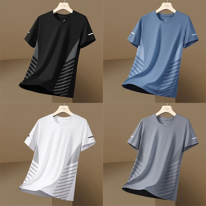 

Men's Quick Dry Sport Running T-shirt Summer Fashion Simple Style Short Sleeves OverSize Tee Unisex Round Neck Special Offer Top
