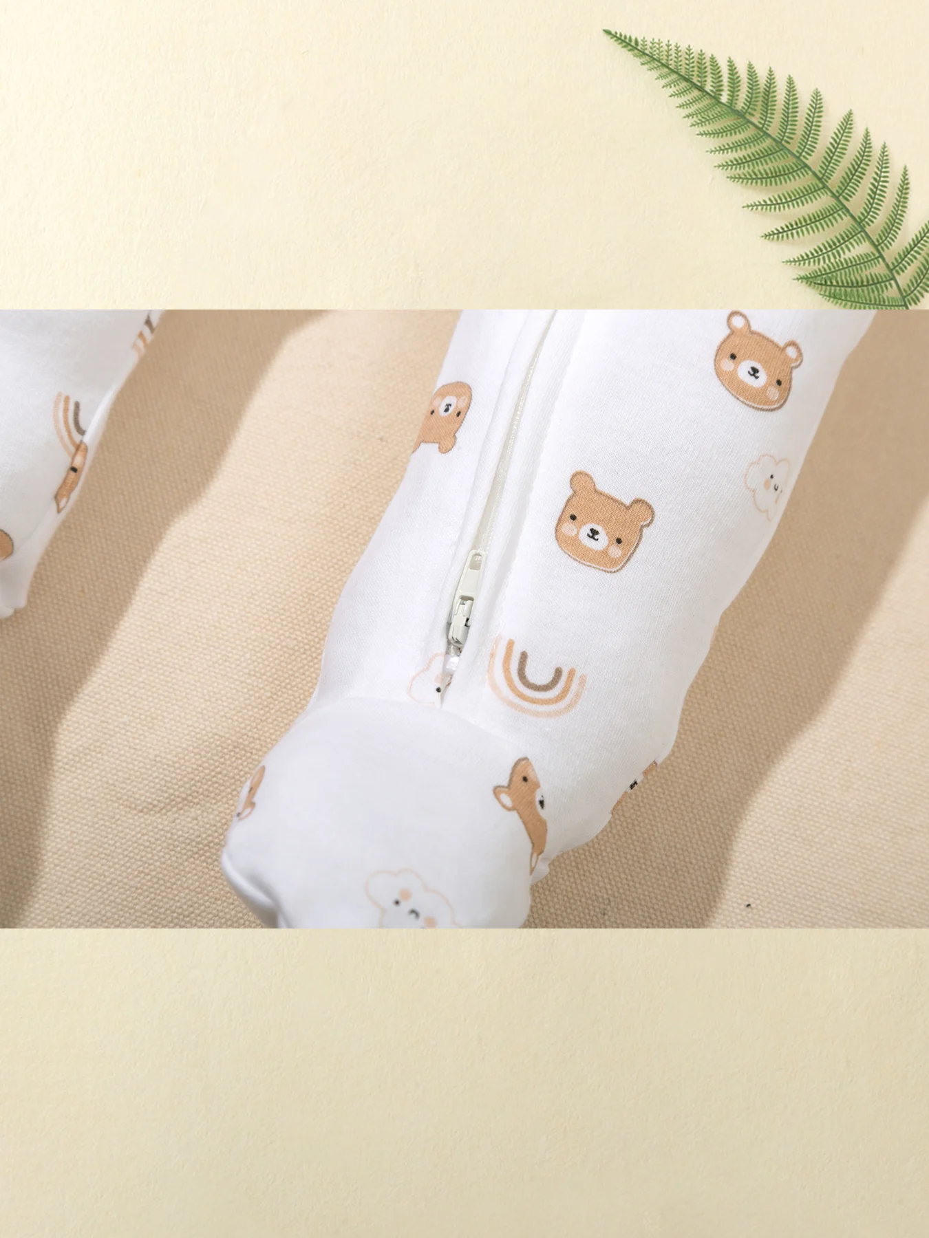 TtkaaBaby Baby-Jungen-Set aus 100 % Baumwolle mit Bären- und Wolkenmuster, langärmlig, mit Doppelreißverschluss, zweiteiliger Baby-Strampler – Geschenk zum Vollmond – Detail 6