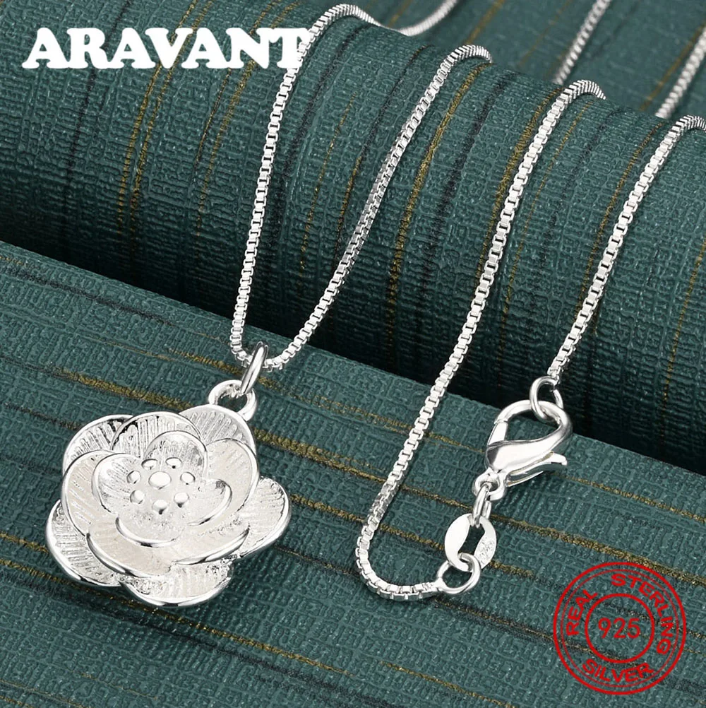

925 Sterling Silver Flower Pendant Necklace, Everyday Accessory For Women, Simple And Elegant Jewelry