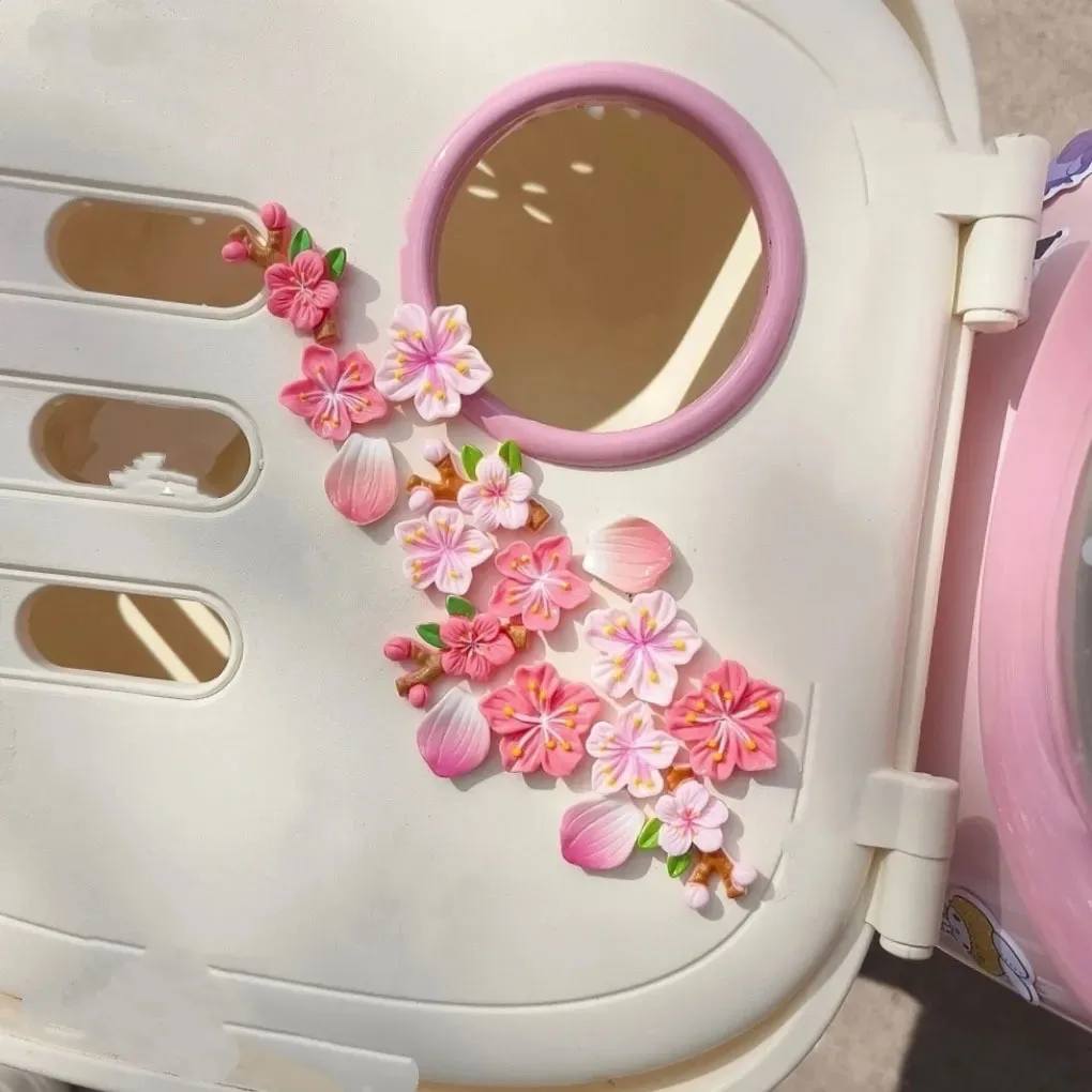 Peach Blossom Car Decal DIY 3D Sticker for Electric Vehicles Motorcycle Accessories Flower Ornaments Small Decorations view 2