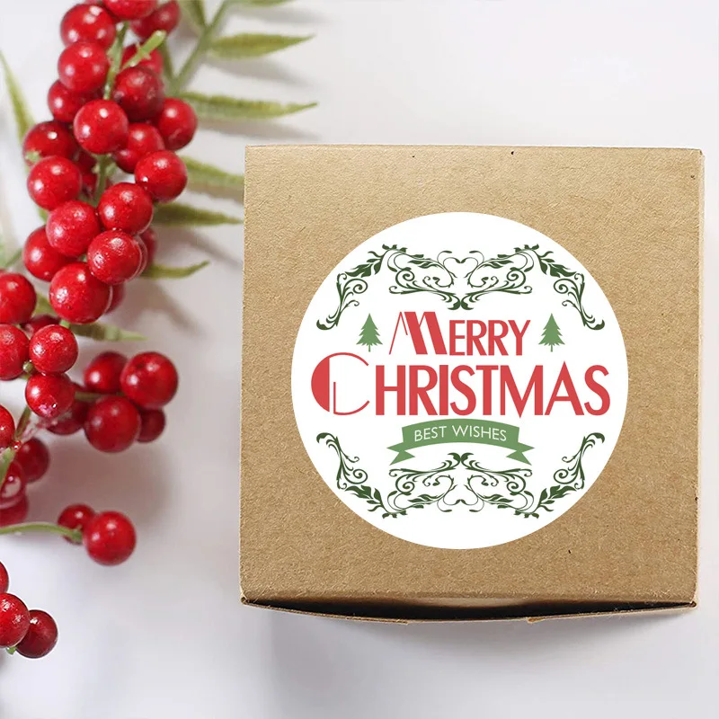 クリスマス用の粘着ラベル,500個,1インチ,日曜大工のギフト用,ベーキングギフトエンベロープ,文房具装飾
