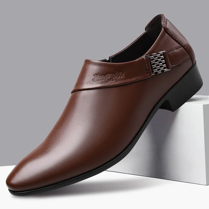 Men's Business Casual Shoes Black Leather Shoes for Men Luxury Slip on Party Office Male Moccasins Derby Shoes Loafers Plus Size