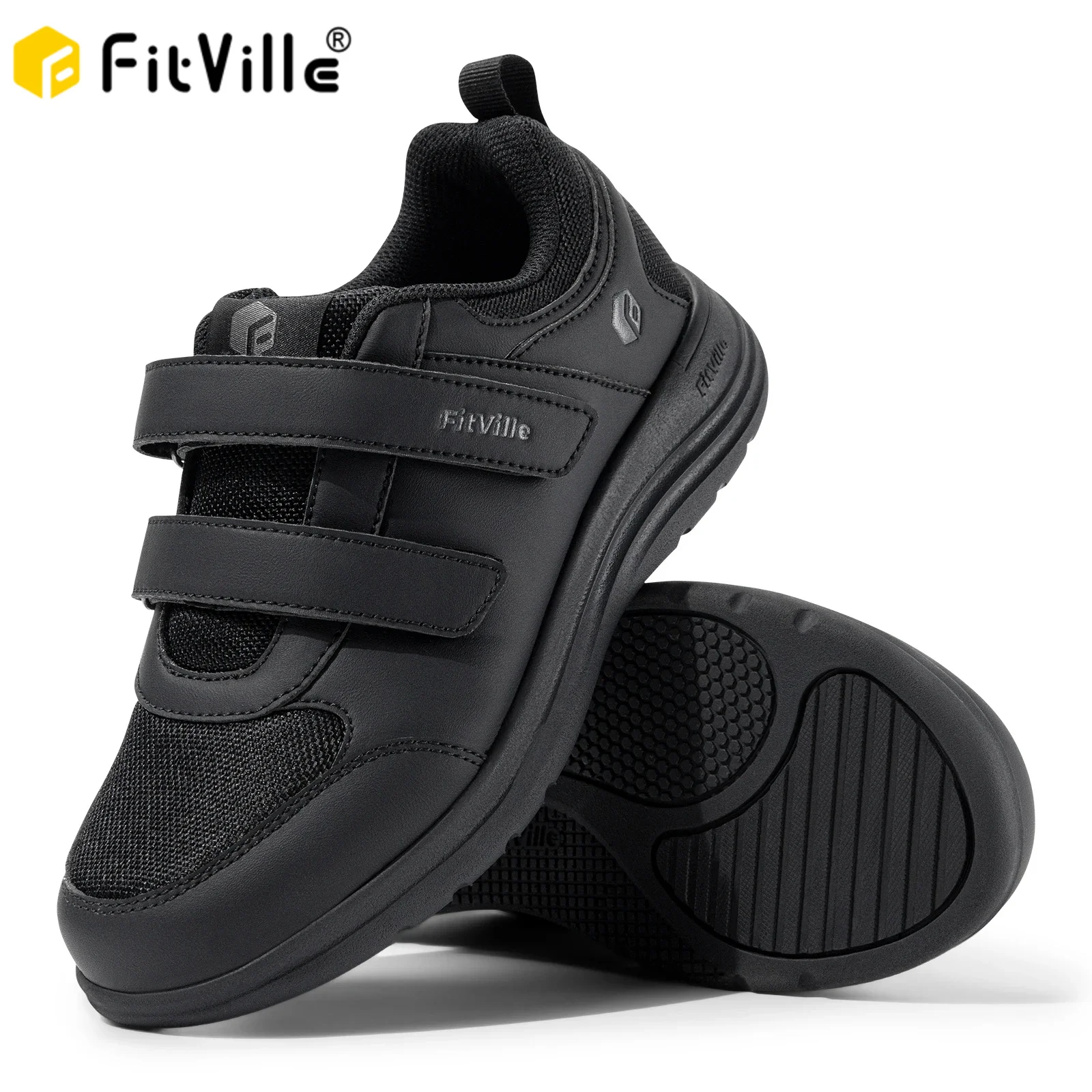 FitVille Wide Width Diabetic Shoes For Women Swollen Feet Lightweight Adjustable Strap Comfortable Elderly People Walking Shoe