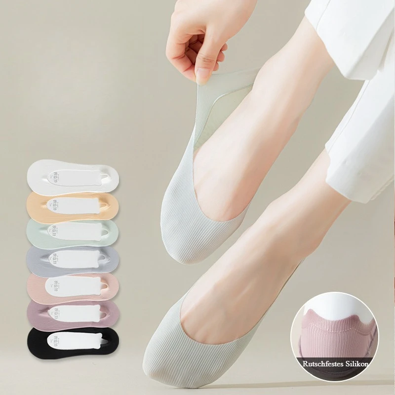 

5 Paar Damen Sommer Strümpfe, Marine Unsichtbare Rutschfeste Strümpfe,Solid Schwamm Boden,keine Müdigkeit Füße,niedrige Strümpfe