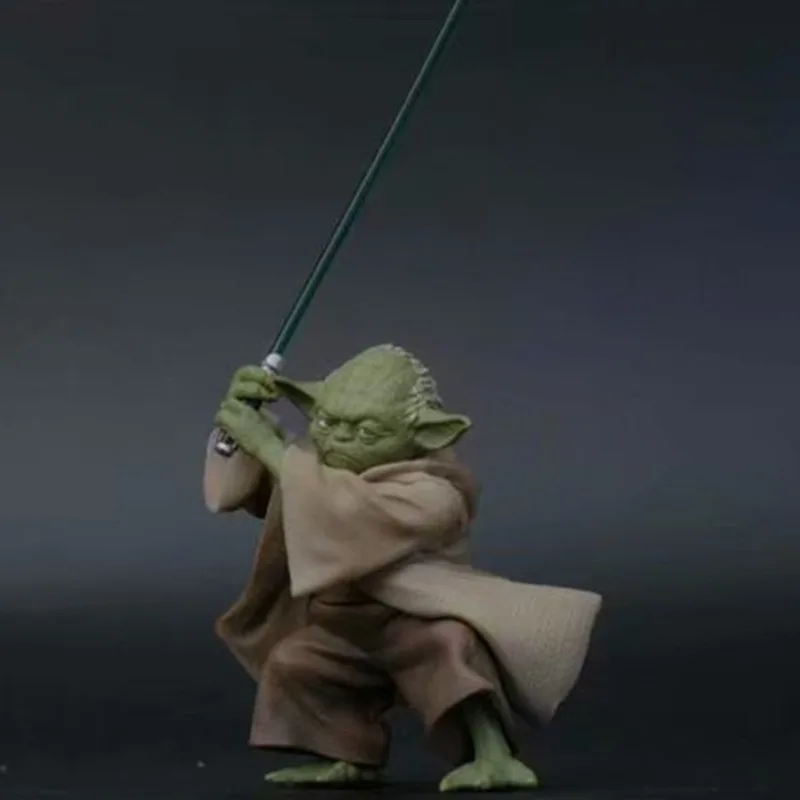 

13cm Anime Cartoon Stars Warsed Mandalorian Master YODA with Sword Action Figure Toys