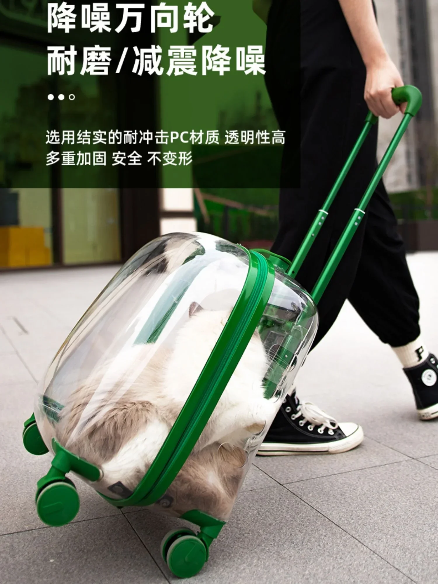 Go out portable trolley case space capsule dog pet backpack large capacity transparent cat suitcase