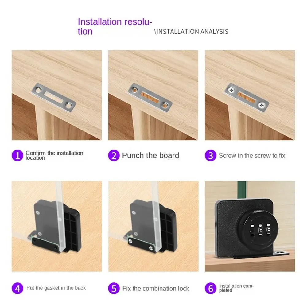 Zinc Alloy Glass Door Password Lock 3 Digital Code Furniture Display Case Lock Hardware No punching Combination Lock
