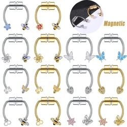 ZS Women Fake Piercing Nose Ring Bee Nose Clip On Non Piercing Nose Clip Butterfly Stainless Steel Magnet Septum Ring Jewelry