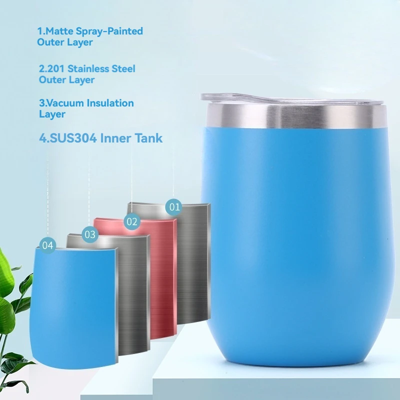 360ML Stainless Steel Thermos Bottle 12oz Double Wall Vacuum Insulated Cup Eggshell Cup for Coffee Tea Office Home Travel
