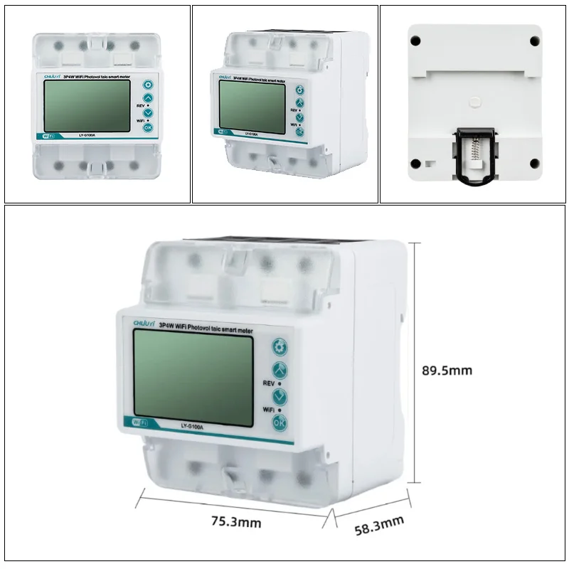 4P Tuya WiFi 3*220/380V 5(100)A Smart Life Three Phase Din Rail Smart Energy Meter Intelligent Reclosing Protector  For Home Use