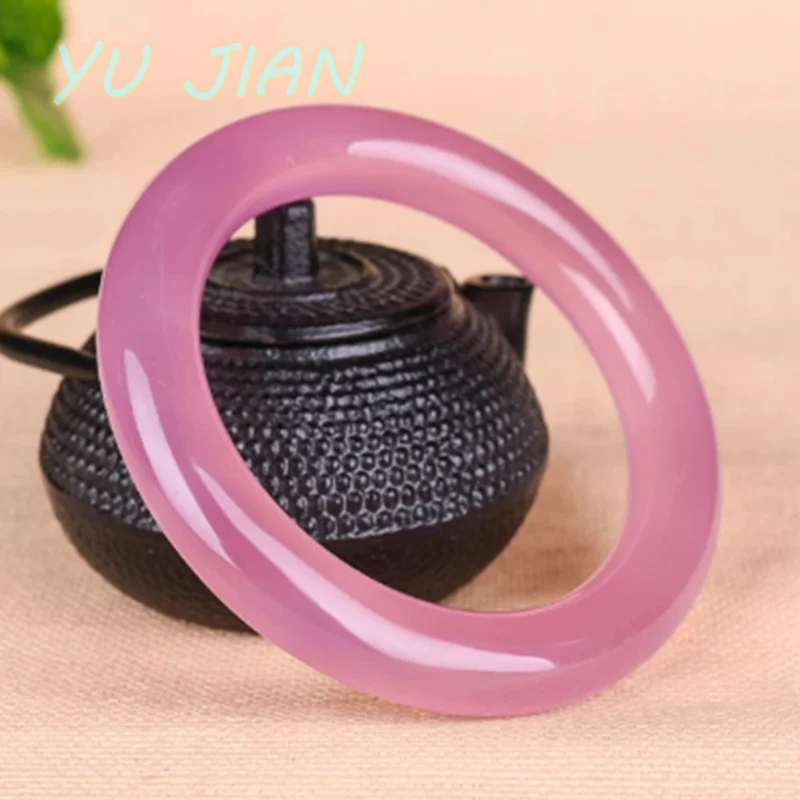 Natural High Quality Pink Original Ecological Pattern Handcarved Jadeite 10mm Round Jade Bangle Bracelets Handring Fine Jewelry