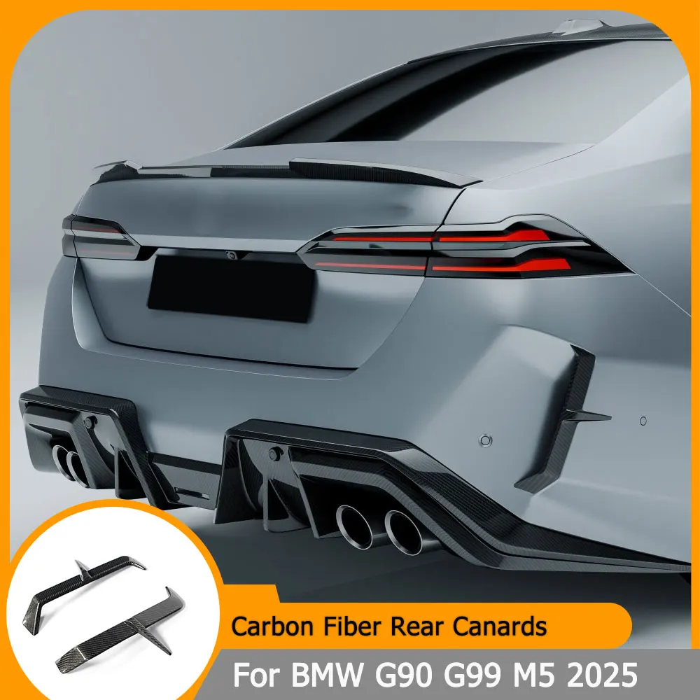 

Car Carbon Fiber Rear Canards Fins Splitters For BMW M5 G90 G99 2025 Rear Bumper Air Vents Canards Fins