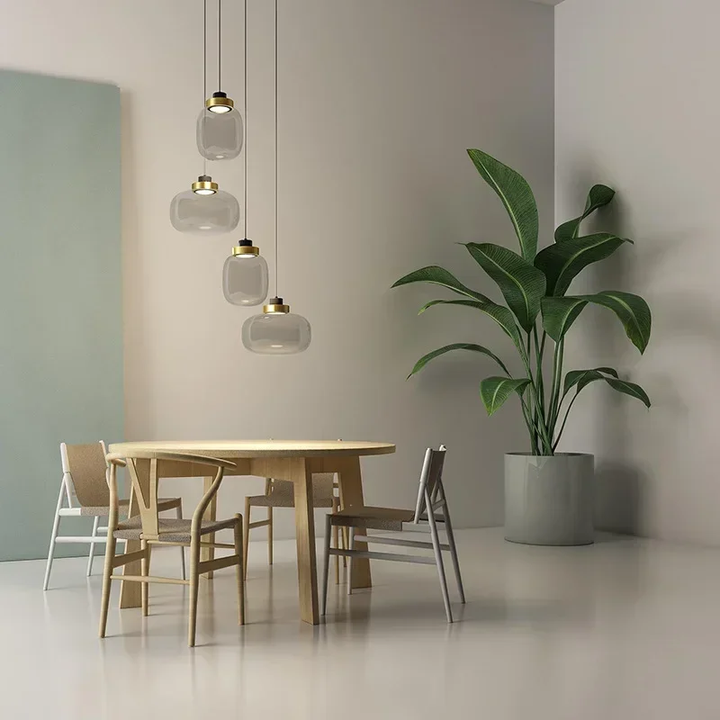 Nowoczesny żyrandol Led szklany z możliwością przyciemniania na klatkę schodową lampy wiszące do salonu Home Decor oświetlenie zawieszenie projekt żyrandole