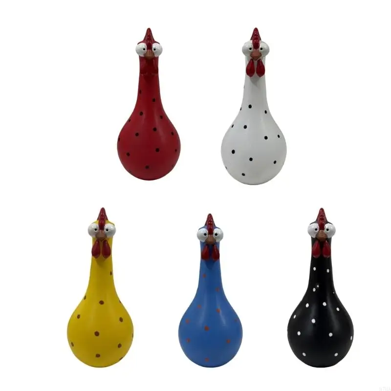 Hals Bunte Dot Huhn Vasen Harz Kunst Skulptur Dekore Für Home Desktop Display Blumen Arrangement 87HA – Detail 1