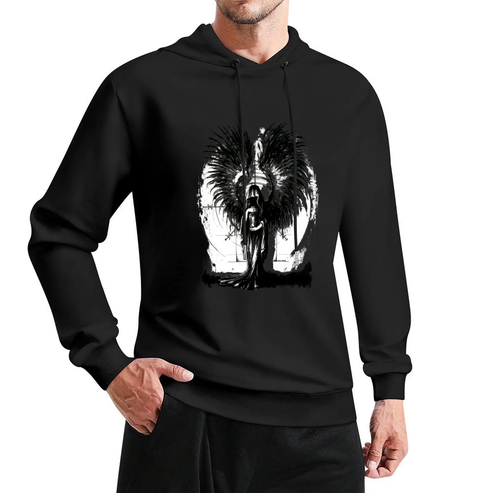 

Angel of Death - Ink Drawing (Black) Pullover Hoodie men's autumn clothes hooded shirt hoodie for men