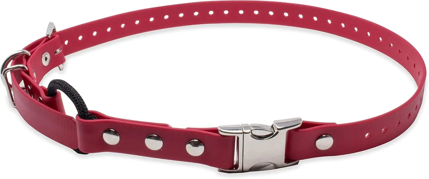 

3/4-Inch Dog Training Collar Strap – Fits ME-300, ET-300/400, EZ-900, PE-900 & PG-300 Receivers – Quick Snap Biothane Bungee, Red