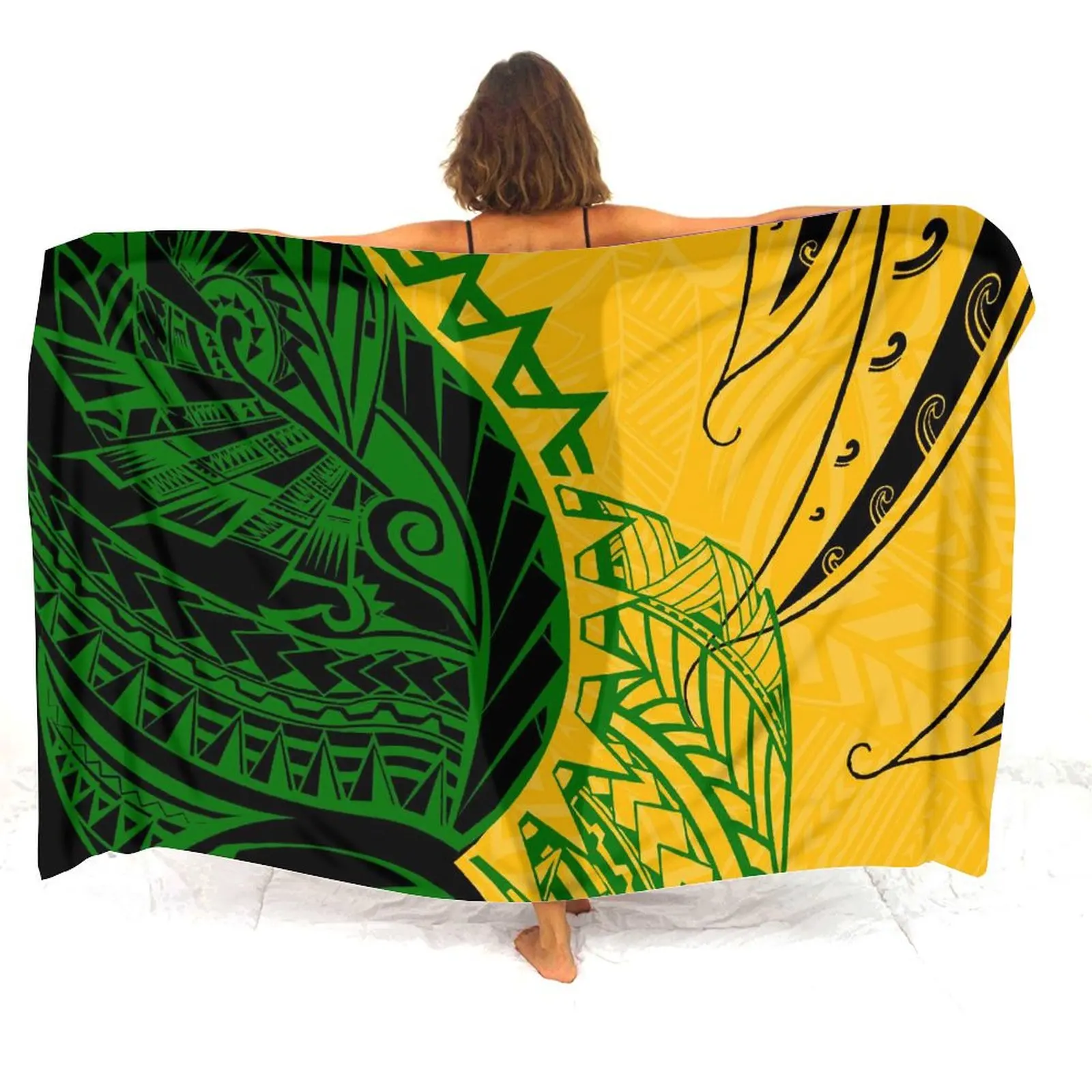 Hawaiian Custom Sarong Summer Seaside Style Sarong Design Polynesian Tribal Ethnic Style Print Pattern Women'S One-Piece Drape