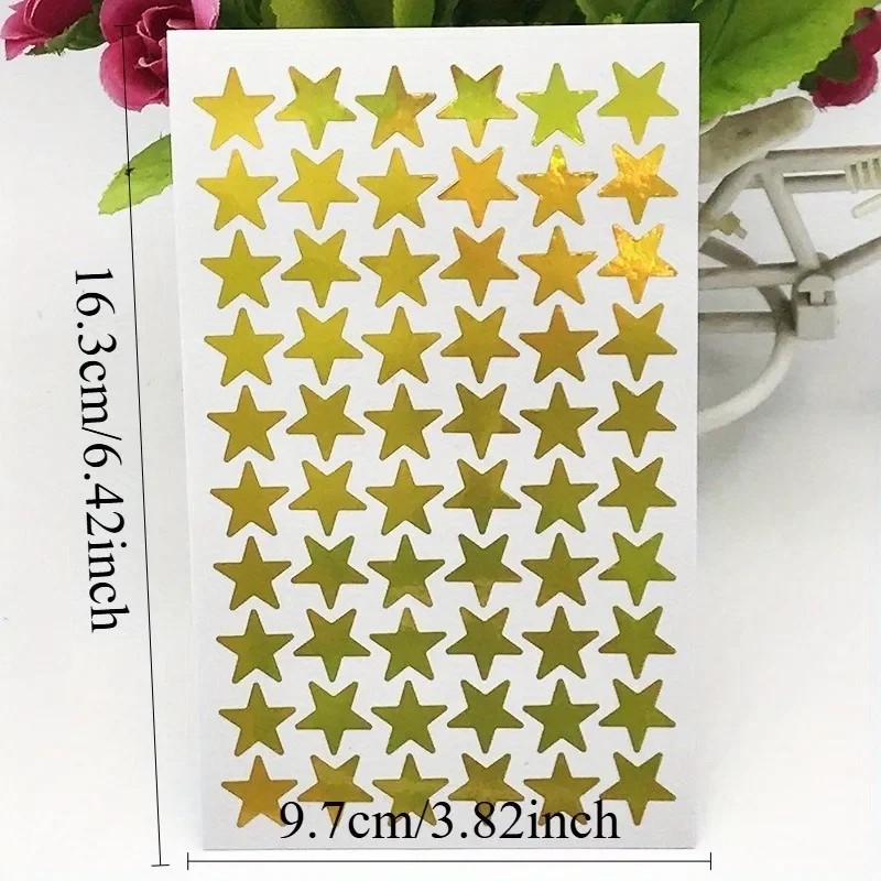 5 قطع/مجموعة ملصقات ليزر على شكل نجمة ذهبية - رائعة للحرف اليدوية والديكورات والمجلات!