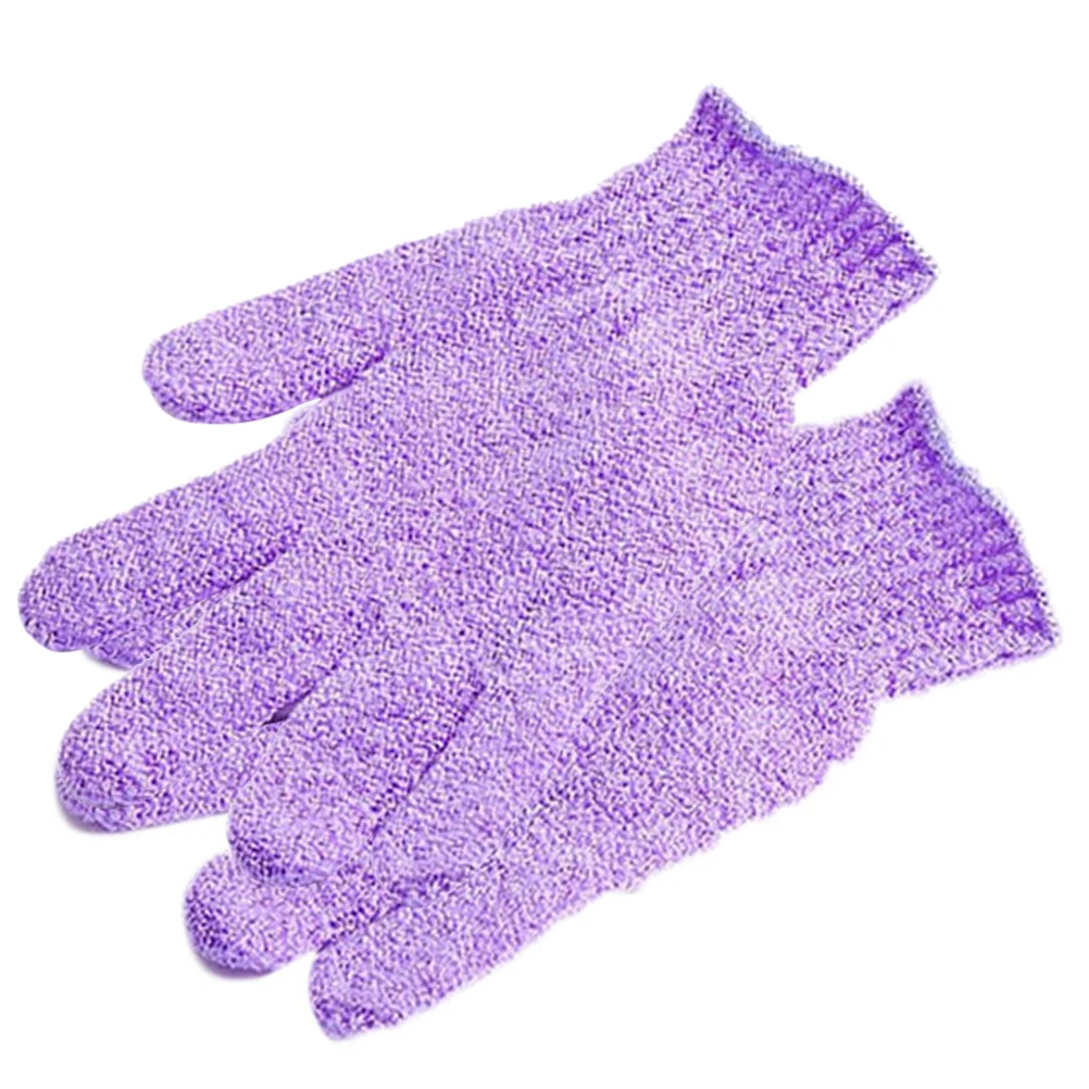 

2Pcs Exfoliating Bath Gloves Nylon Shower Five Fingers Pink Body Scrubber Stretchy Fits Most Kids Women Men Bath Ball Brush