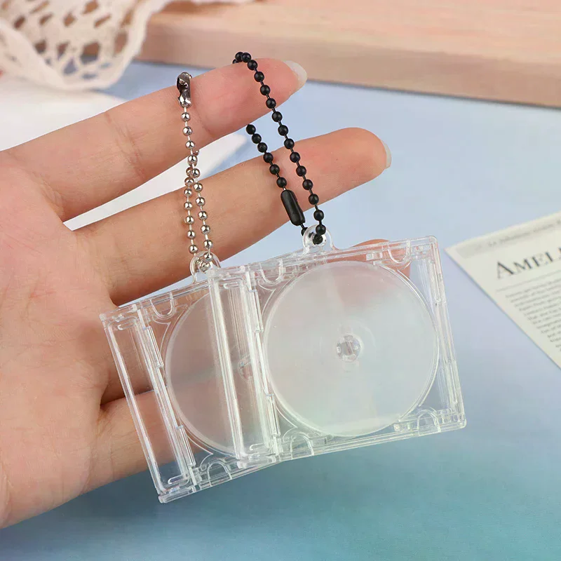 Blank Album Mini CD Case + CD Keychain For DIY Keychains Backpack Hanging Decor Chain/Clip 1pcs